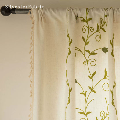 Green Farmhouse Kitchen Curtains