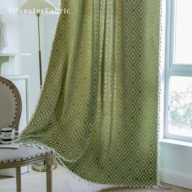 Close‑up of Green Farmhouse Curtain corner
