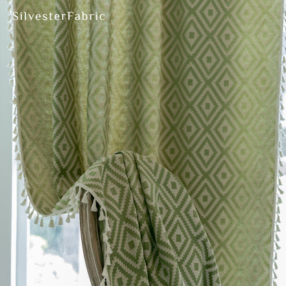 Close‑up of Farmhouse Diamond Curtain corner