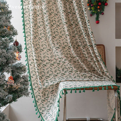 Green Christmas Kitchen Curtains