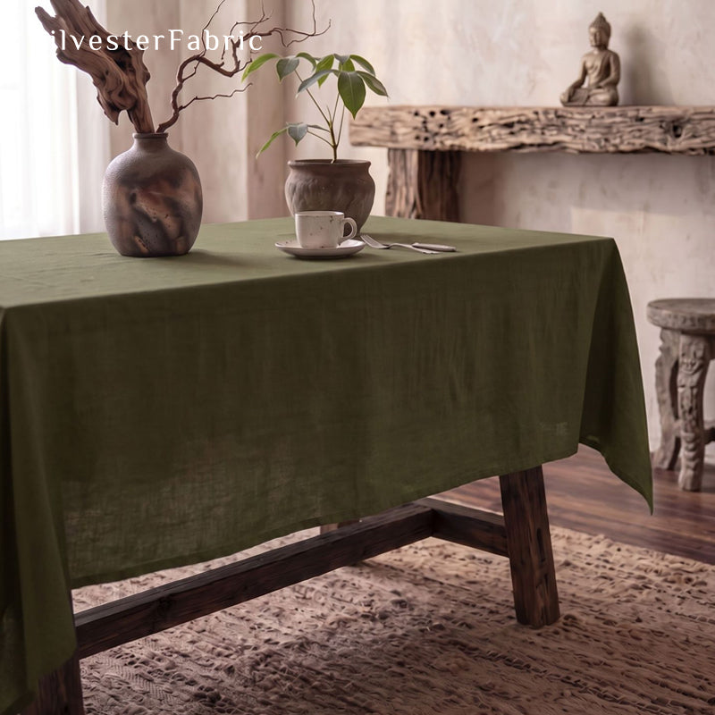 solid green rectangle tablecloth collection showing pattern range
