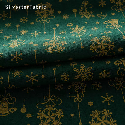 Green Christmas Curtains丨Golden Christmas Printed Curtains