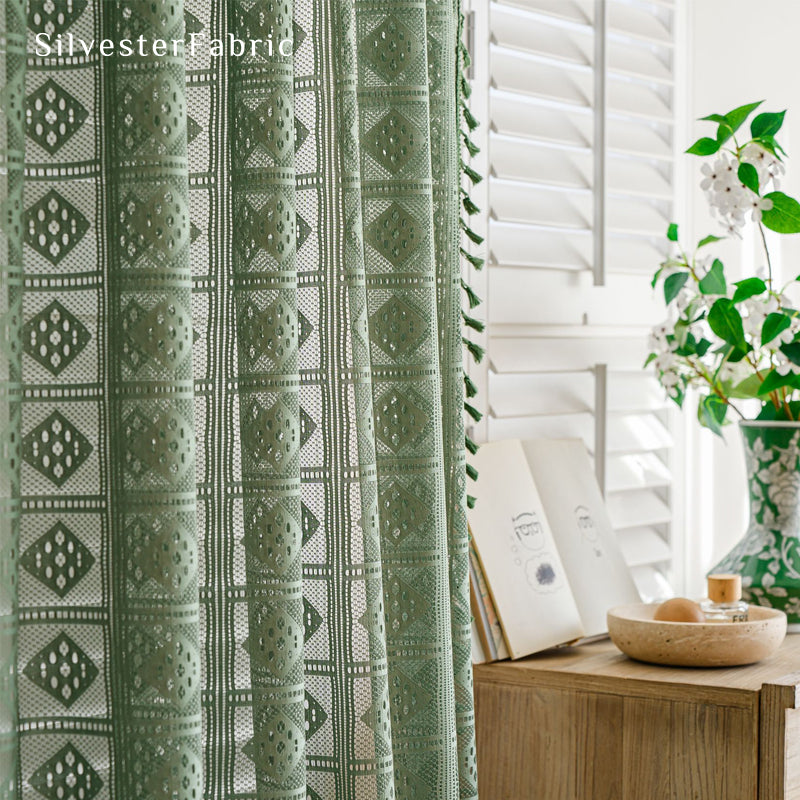 Close‑up of Green Sheer Curtain corner