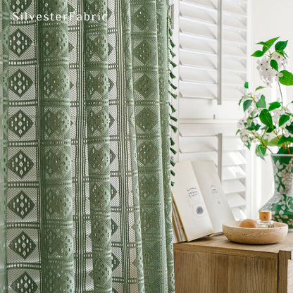 Close‑up of Green Sheer Curtain corner
