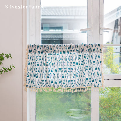 Close‑up of Green Leaf Farmhouse Cafe Curtain corner