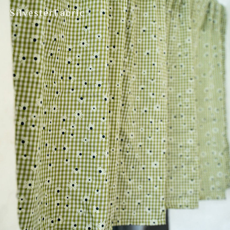 Close‑up of French Green Plaid Cafe Curtain corner