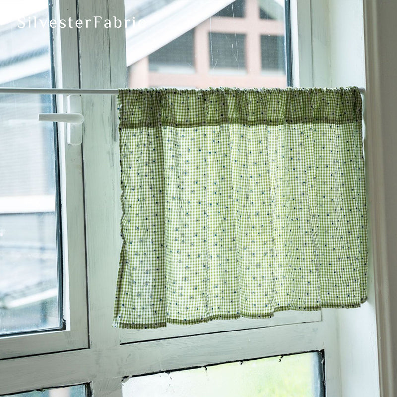 Close‑up of French Green Cafe Curtain corner