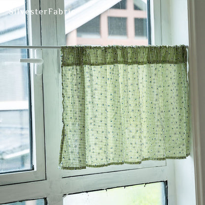 Close‑up of French Green Cafe Curtain corner