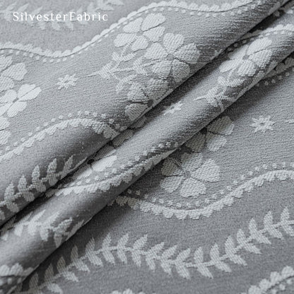 grey floral farmhouse curtain fabric texture