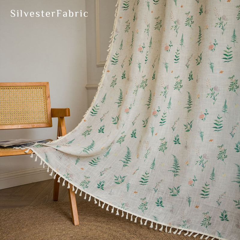 leaf farmhouse sheer curtain panel