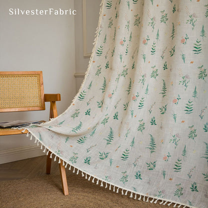 leaf farmhouse sheer curtain panel
