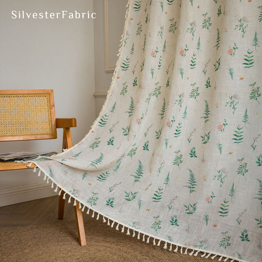leaf farmhouse sheer curtain panel