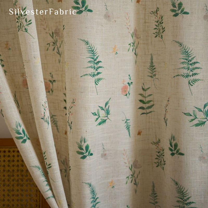 leaf farmhouse sheer curtain fabric texture