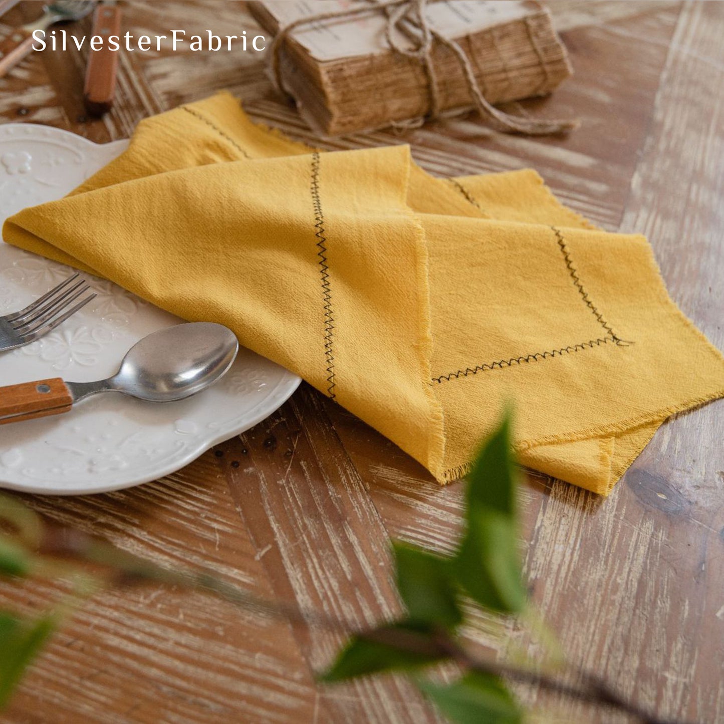 French Wedding Linen Solid Colours Reusable Raw Edge Napkins Set 16*23inch (40*60cm)