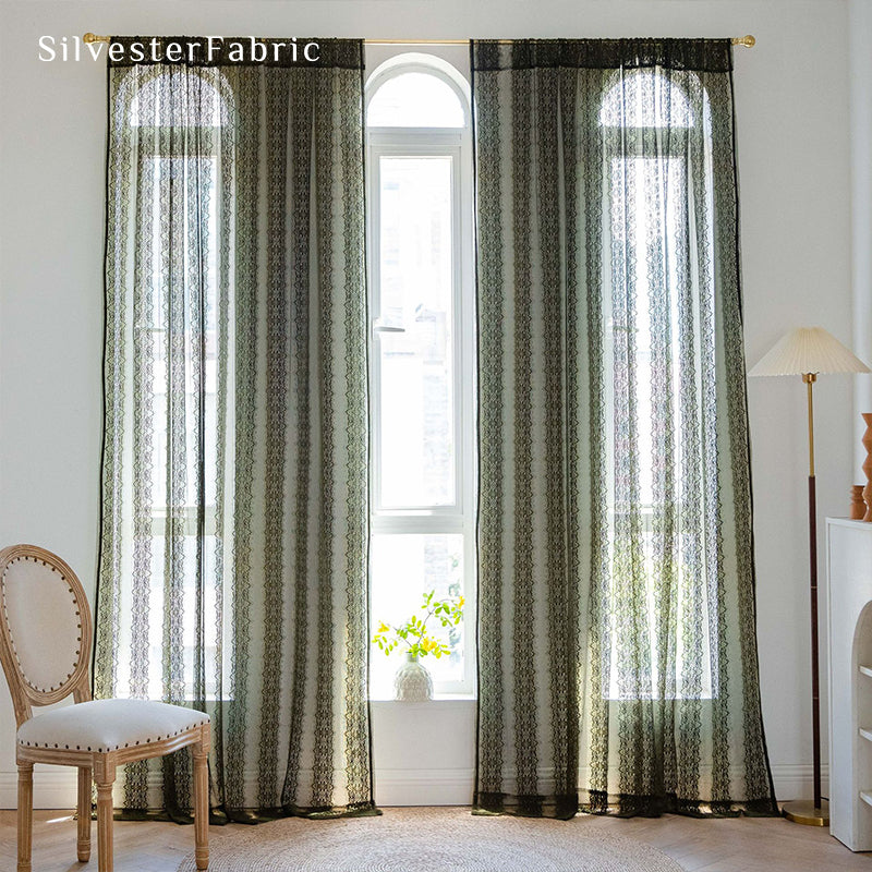 Olive Green Semi Sheer Curtains