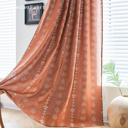 Orange Floral Farmhouse Curtains