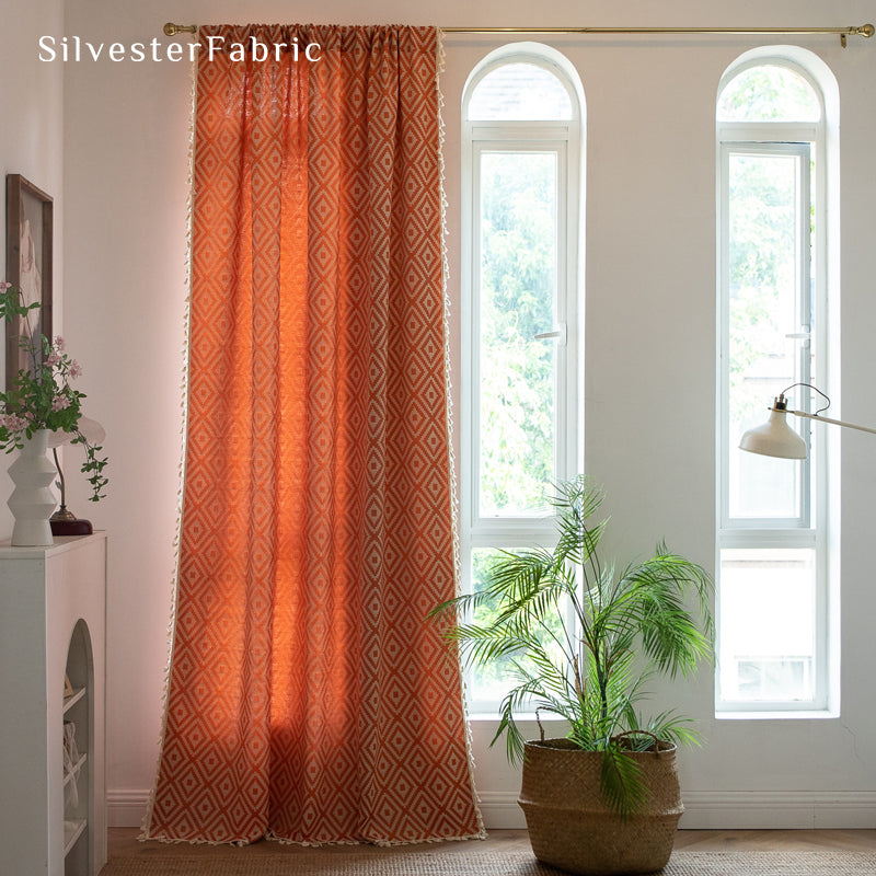 Close‑up of Orange Farmhouse Curtain corner