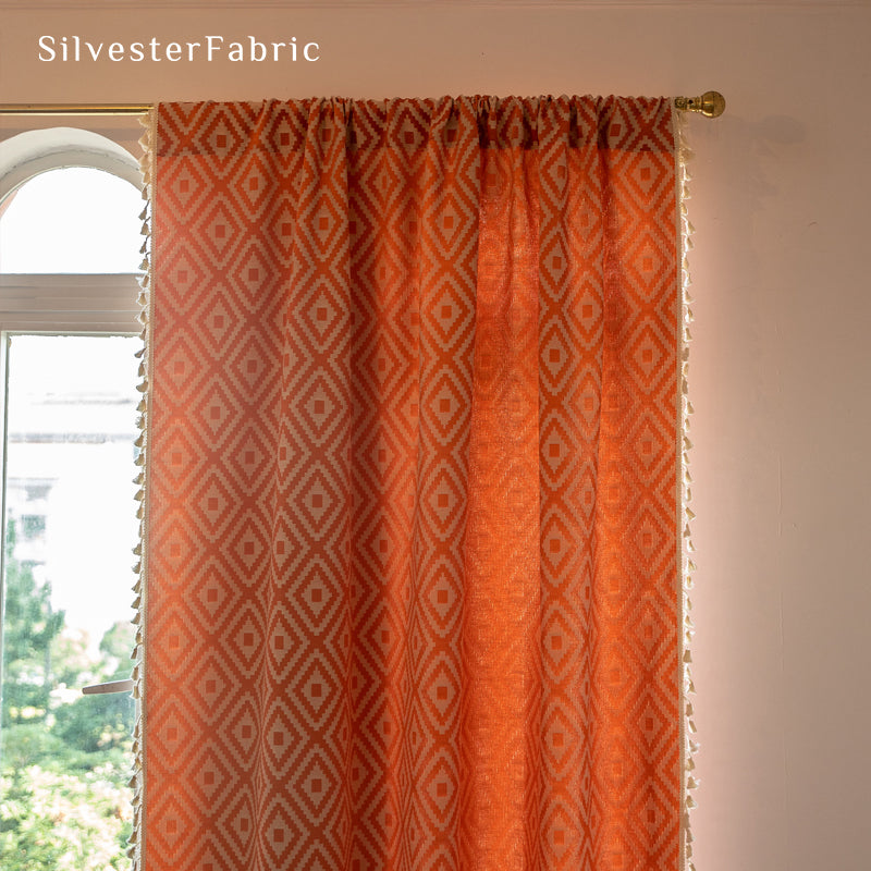 Close‑up of Farmhouse Diamond Curtain corner