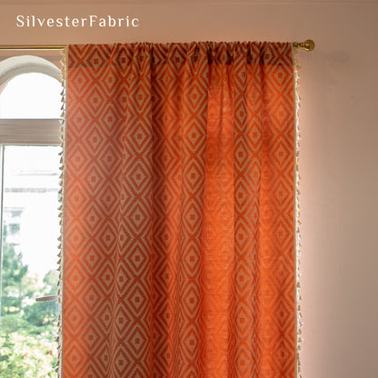 Close‑up of Farmhouse Diamond Curtain corner