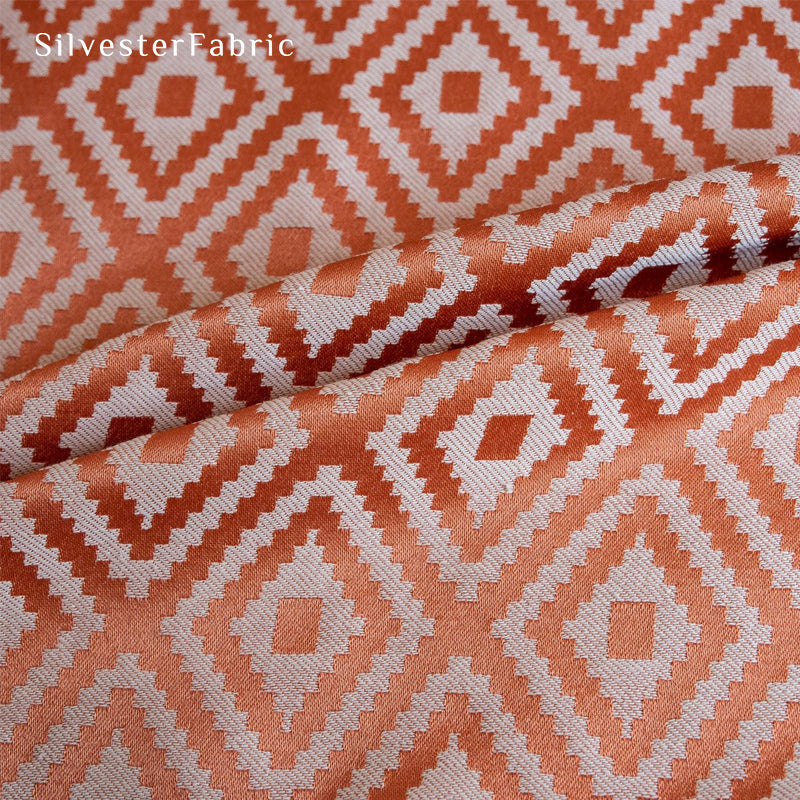 Close‑up of Orange Farmhouse Diamond Curtain