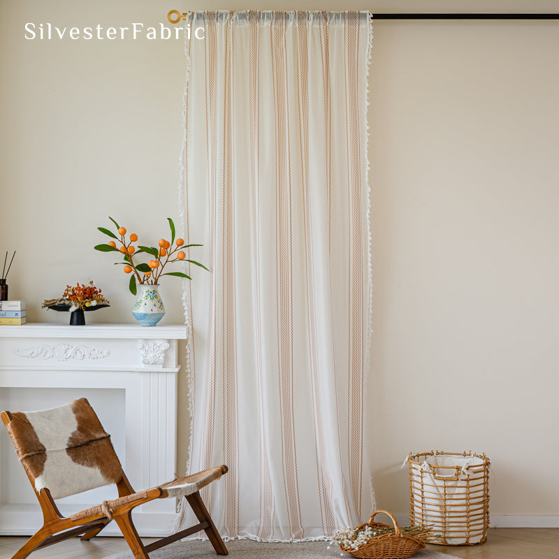 Close‑up of White French Sheer Curtain corner