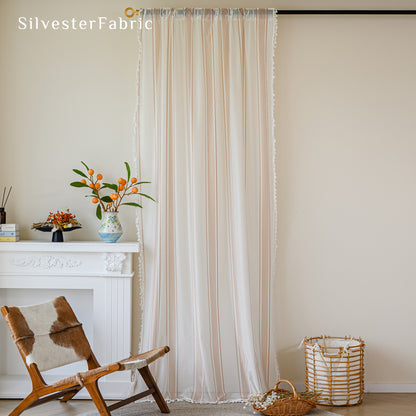 Close‑up of White French Sheer Curtain corner