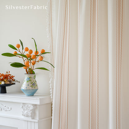 Close‑up of White Stripe Sheer Curtain corner