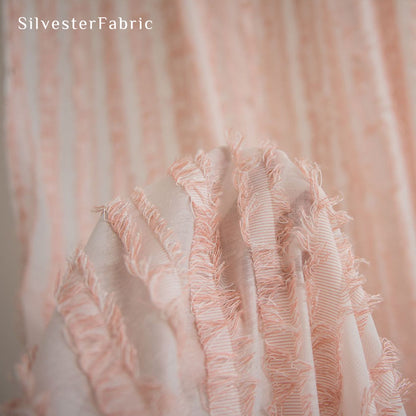 pink farmhouse striped curtain fabric texture