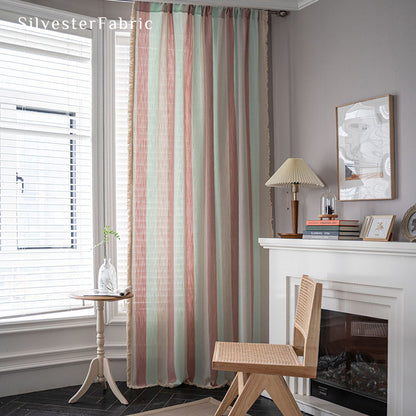 Pink Striped Color Block Curtains