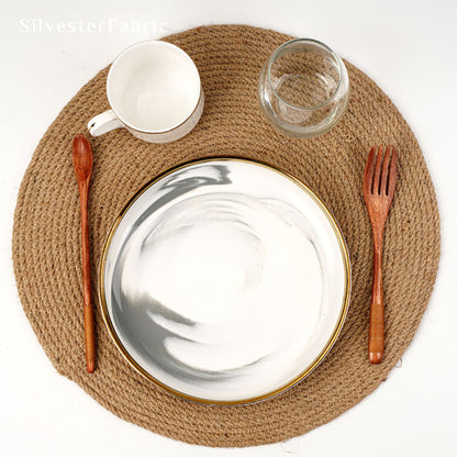 Round Natural Linens Woven Placemats Diameter 9.5 inches Set Of 2 4 6