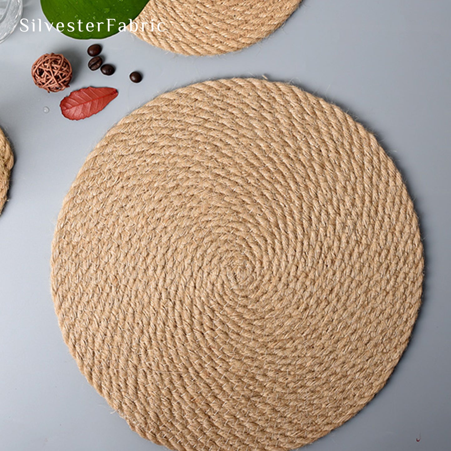 Round Natural Linens Woven Placemats Diameter 9.5 inches Set Of 2 4 6