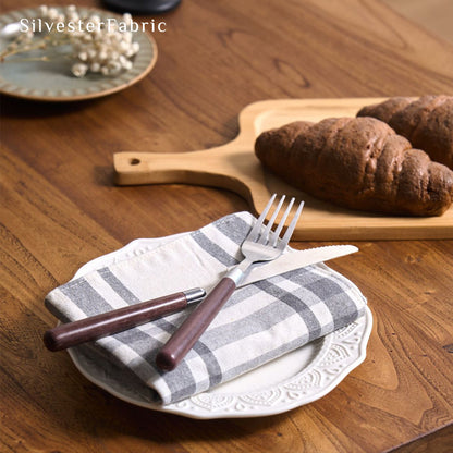 white farmhouse plaid placemats edge stitching detail