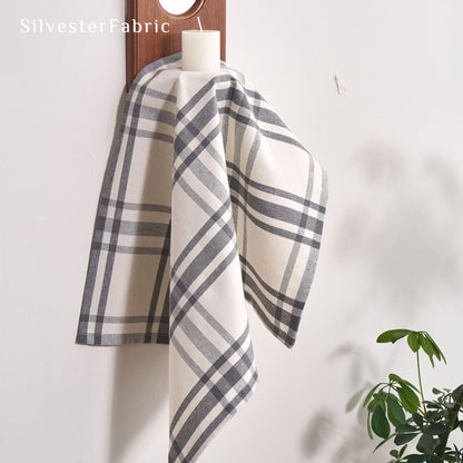 white farmhouse plaid placemats texture and weave detail
