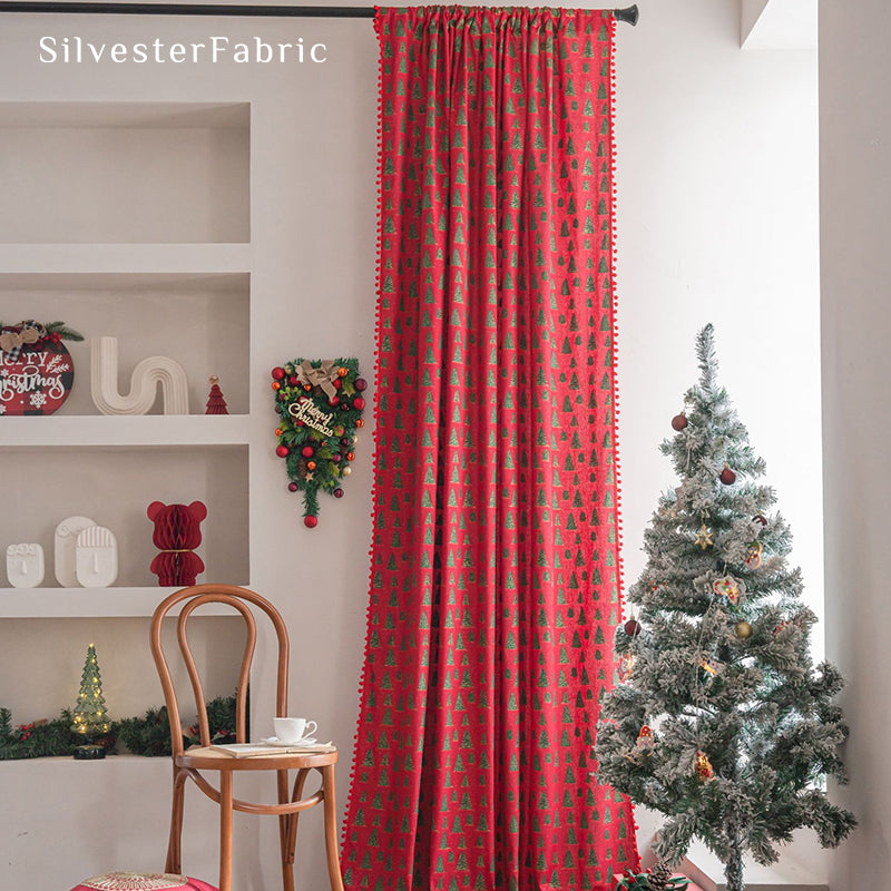 Christmas Curtains丨Red Christmas Curtains丨Rustic Curtains