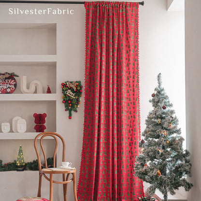 Christmas Curtains丨Red Christmas Curtains丨Rustic Curtains