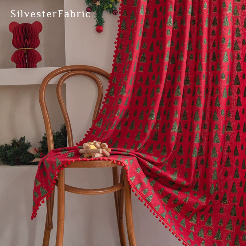 Christmas Curtains丨Red Christmas Curtains丨Rustic Curtains