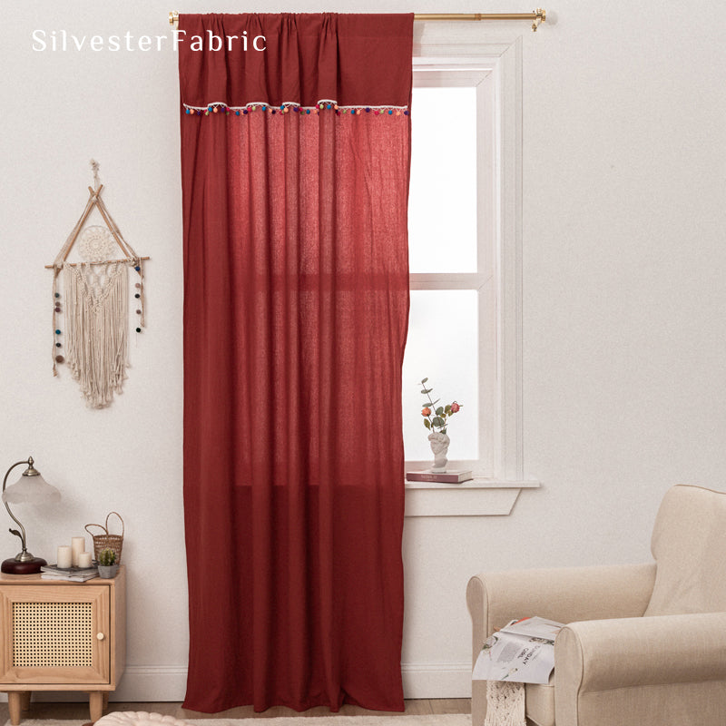 Farmhouse Kitchen Curtains丨Red Curtains丨Semi Sheer Curtain