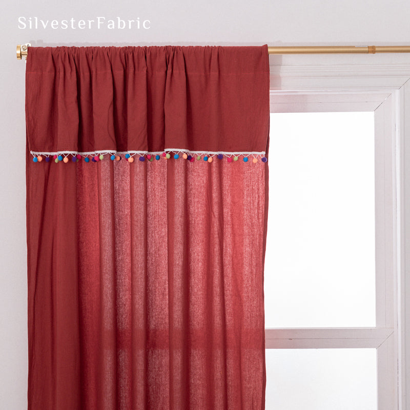 Farmhouse Kitchen Curtains丨Red Curtains丨Semi Sheer Curtain