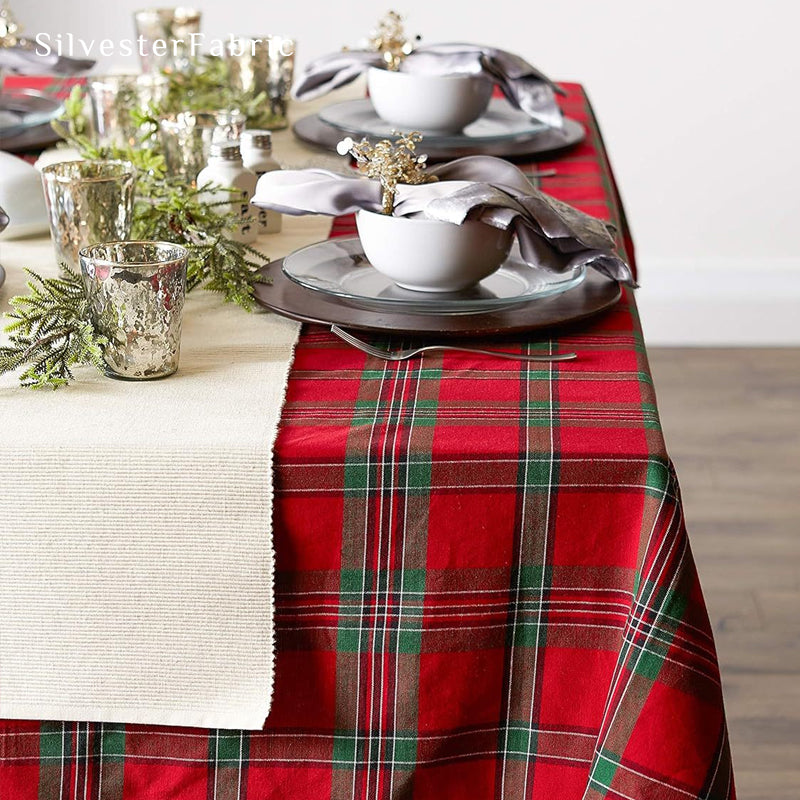 Red and Green Christmas Buffalo Check Tablecloth for everyday dining