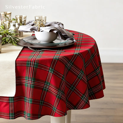 Red and Green Christmas Buffalo Check Tablecloth for holiday table setting