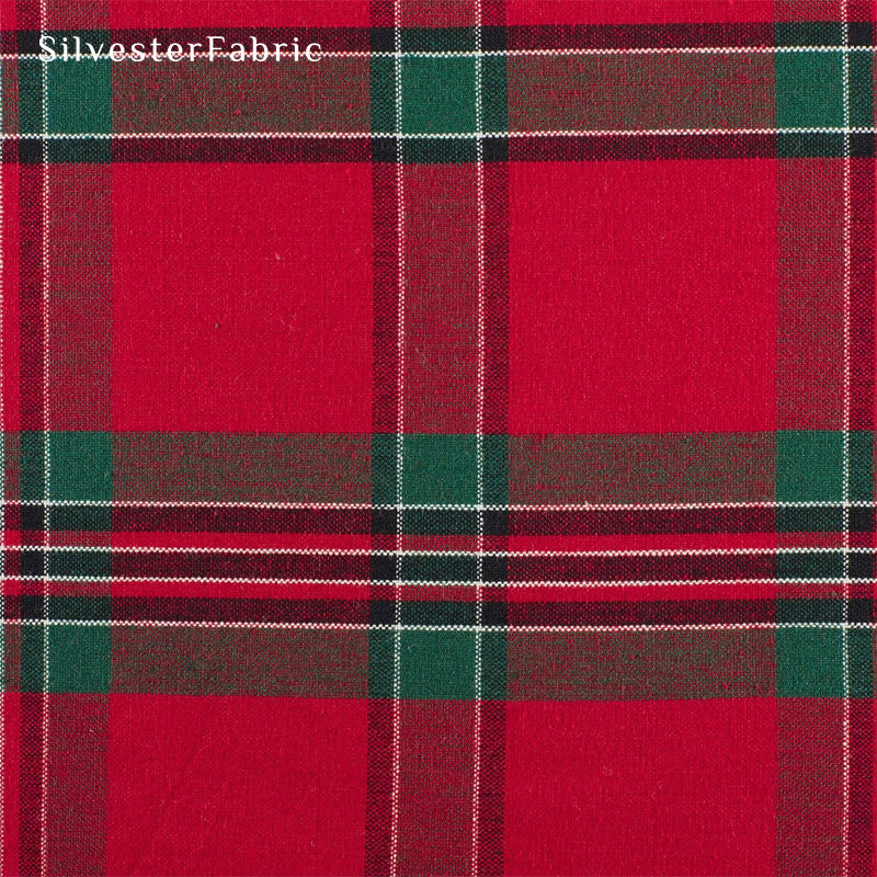Red and Green Christmas Buffalo Check Tablecloth fabric close-up