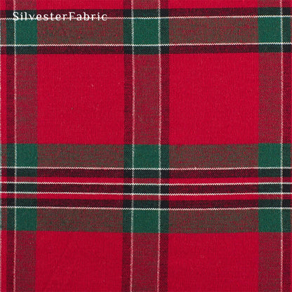 Red and Green Christmas Buffalo Check Tablecloth fabric close-up