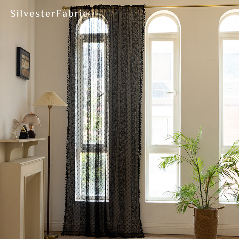Black Sheer Curtains丨Semi Sheer Curtains丨Cute Curtains