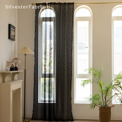 Black Sheer Curtains丨Semi Sheer Curtains丨Cute Curtains
