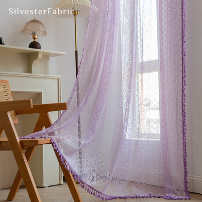 Semi Sheer Purple Cute Curtains