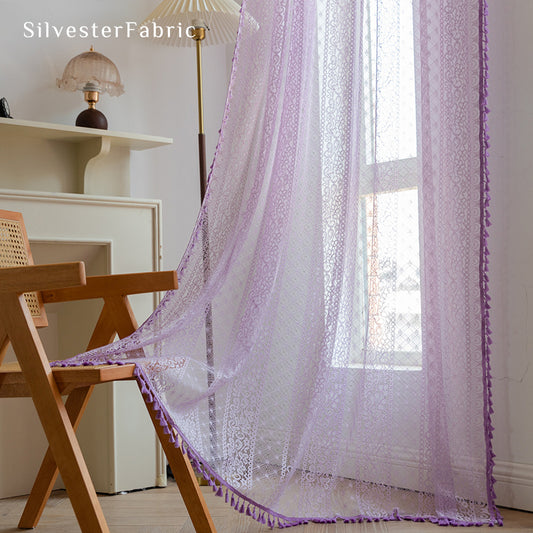 Semi Sheer Purple Cute Curtains