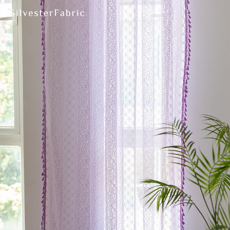 Semi Sheer Purple Cute Curtains