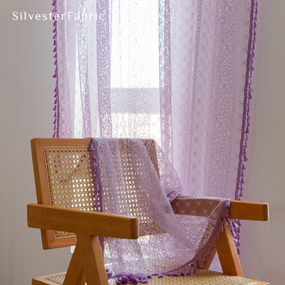 Semi Sheer Purple Cute Curtains
