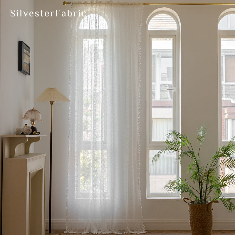 Semi Sheer Curtains丨White Sheer Curtains丨Cute Curtains