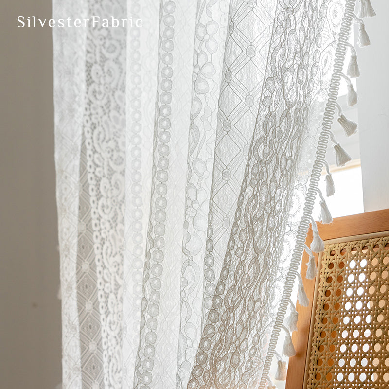 Semi Sheer Curtains丨White Sheer Curtains丨Cute Curtains